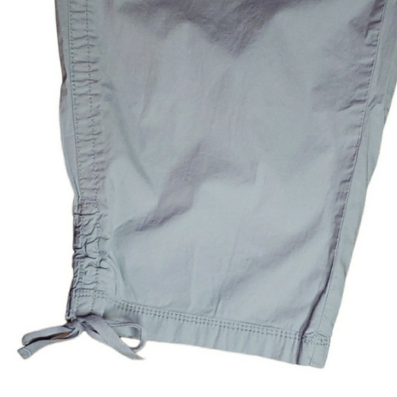 Avenue High Waist Elastic Waistband Drawstring Cinch Legs Gray Cropped Capris 16 - Picture 7 of 16